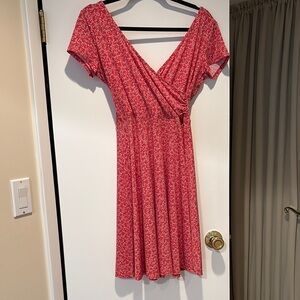 Kaileigh Red and White Wrap Midi Dress